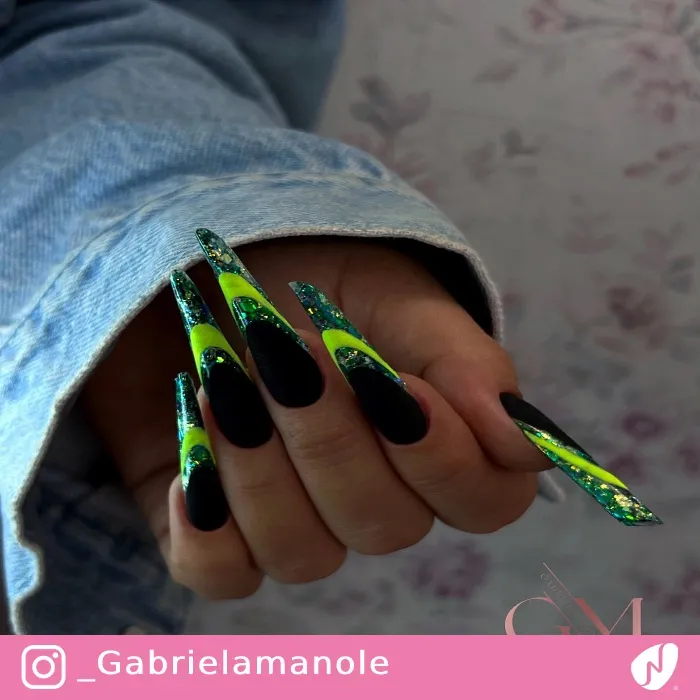 Green 3D French Nails